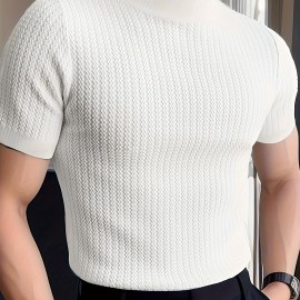 男士修身款聚酯纤维高领T恤——夏季款