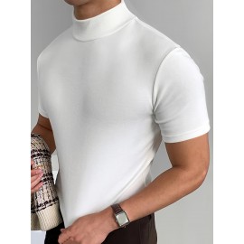 男士高领弹力聚酯纤维T恤
