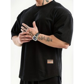 Men's Loose-Fit Polyester T-Shirt – Drop Shoulder, Summer