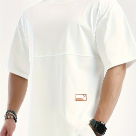 Men's Loose-Fit Polyester T-Shirt – Drop Shoulder, Summer