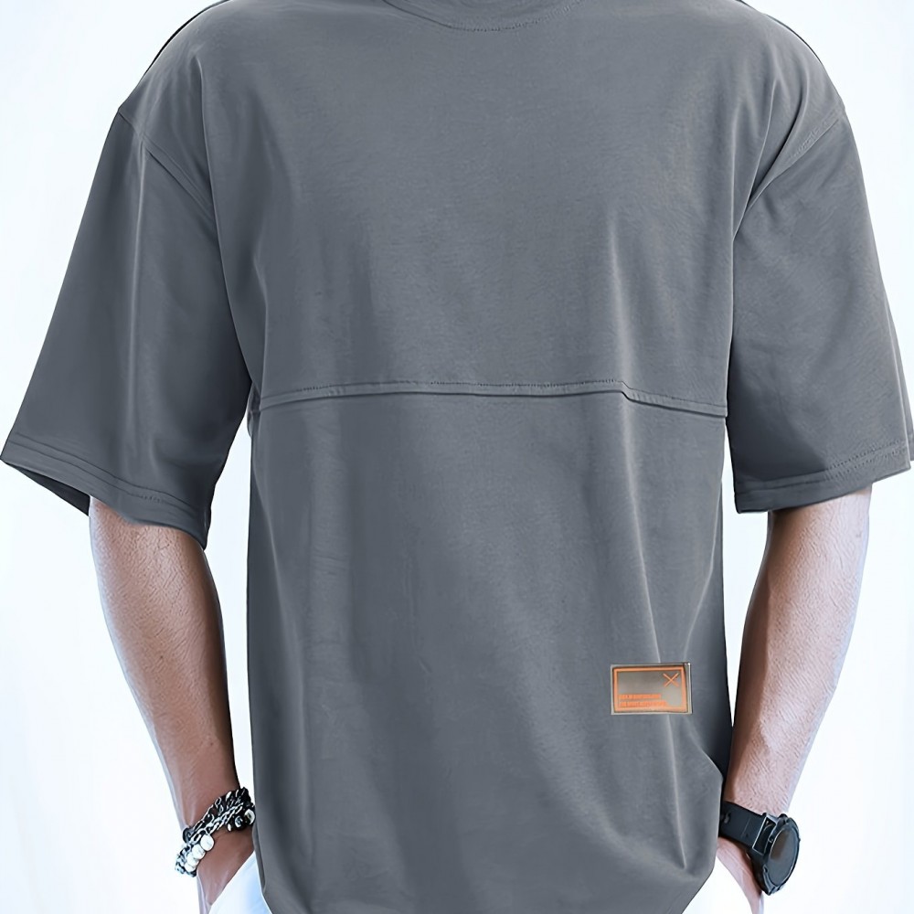 Men's Loose-Fit Polyester T-Shirt – Drop Shoulder, Summer