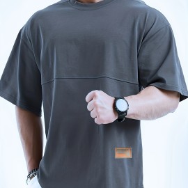 Men's Loose-Fit Polyester T-Shirt – Drop Shoulder, Summer