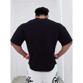 Men's Loose-Fit Polyester T-Shirt – Drop Shoulder, Summer