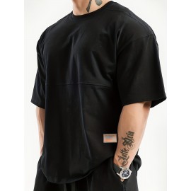 Men's Loose-Fit Polyester T-Shirt – Drop Shoulder, Summer