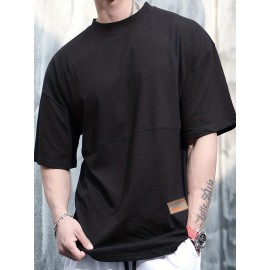 Men's Loose-Fit Polyester T-Shirt – Drop Shoulder, Summer