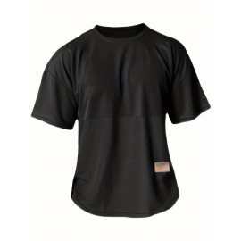 Men's Loose-Fit Polyester T-Shirt – Drop Shoulder, Summer