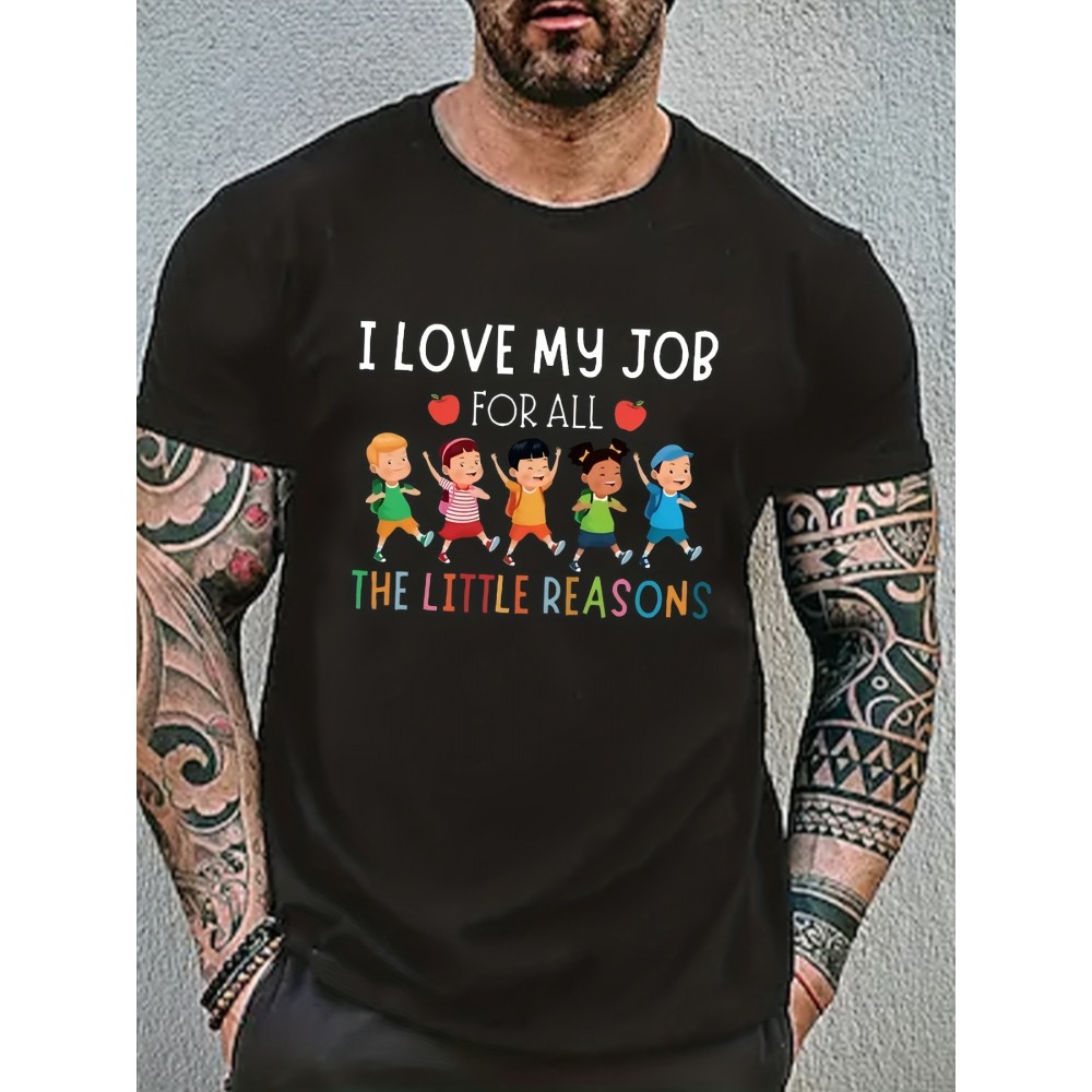 Men's 'Love My Job' Funny Graphic Polyester T-Shirt