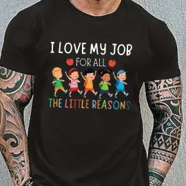 Men's 'Love My Job' Funny Graphic Polyester T-Shirt