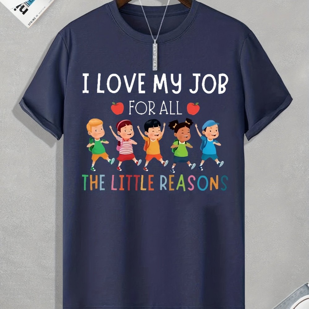 Men's 'Love My Job' Funny Graphic Polyester T-Shirt