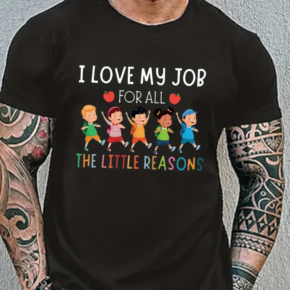 Men's 'Love My Job' Funny Graphic Polyester T-Shirt
