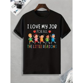 Men's 'Love My Job' Funny Graphic Polyester T-Shirt