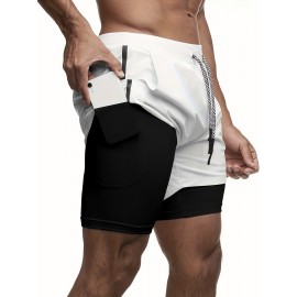 Men's 2-in-1 High-Stretch Basketball Shorts with Zip Pocket