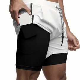 Men's 2-in-1 High-Stretch Basketball Shorts with Zip Pocket