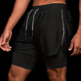 Men's 2-in-1 High-Stretch Basketball Shorts with Zip Pocket