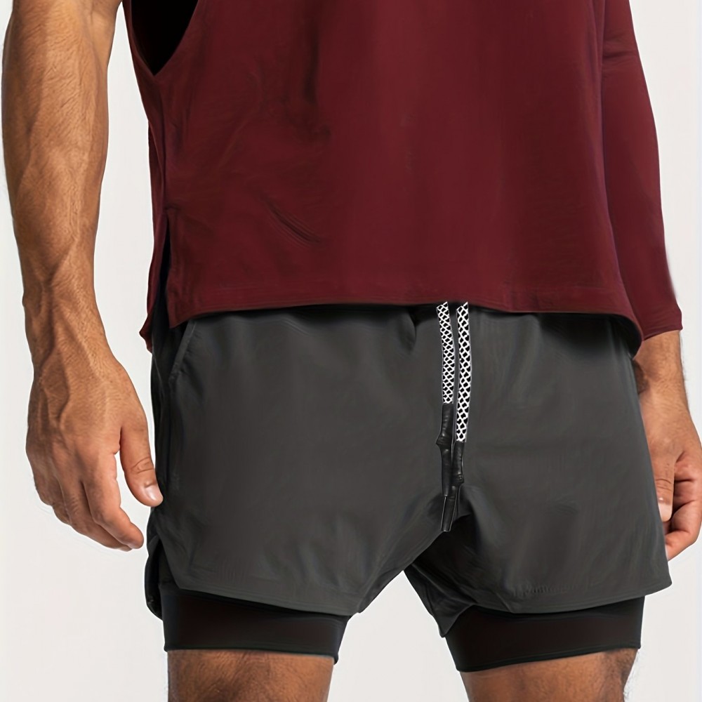 Men's 2-in-1 High-Stretch Basketball Shorts with Zip Pocket