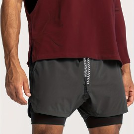 Men's 2-in-1 High-Stretch Basketball Shorts with Zip Pocket