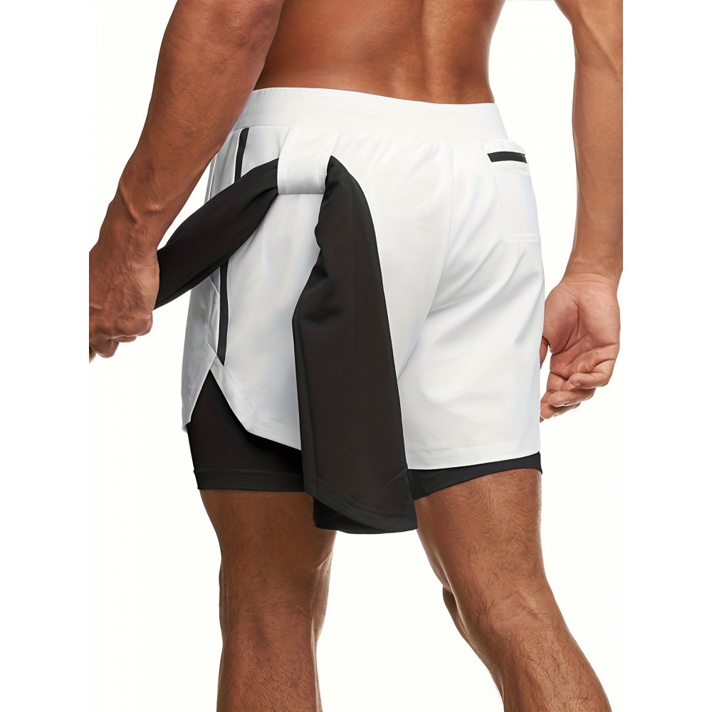 Men's 2-in-1 High-Stretch Basketball Shorts with Zip Pocket