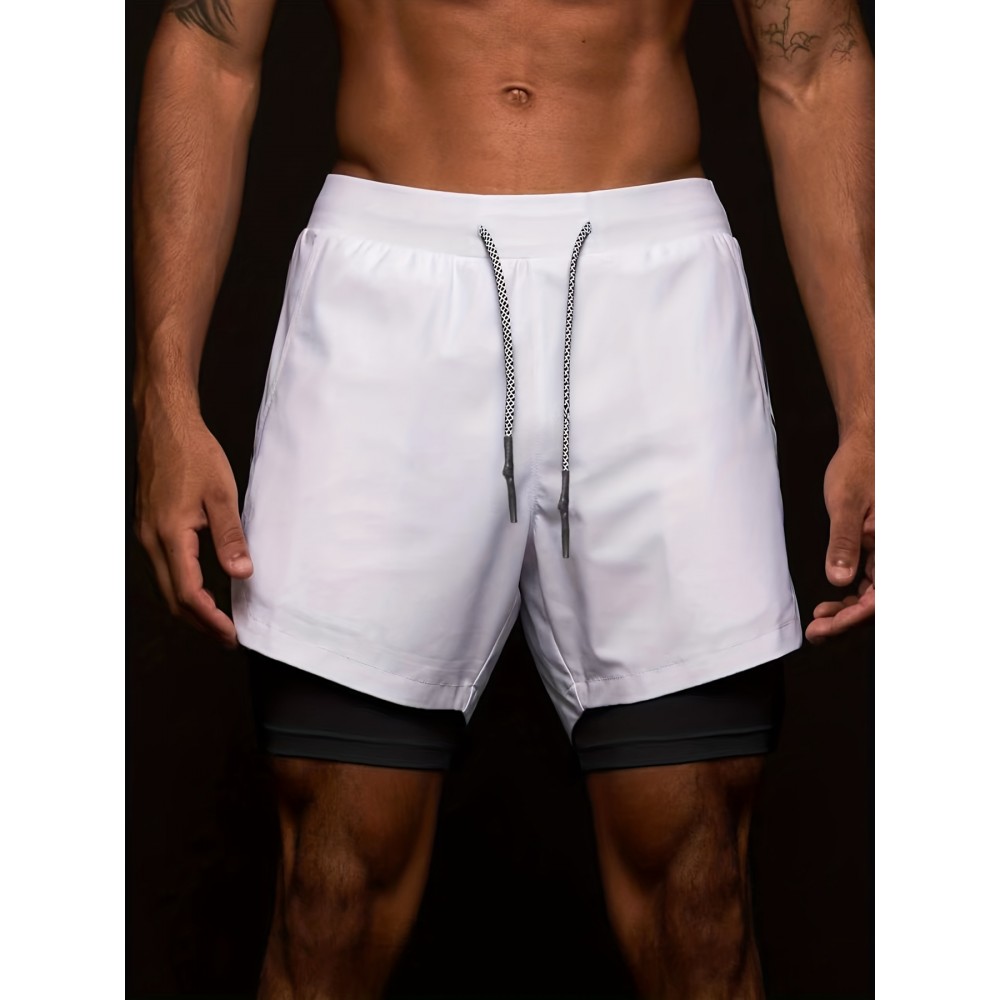 Men's 2-in-1 High-Stretch Basketball Shorts with Zip Pocket