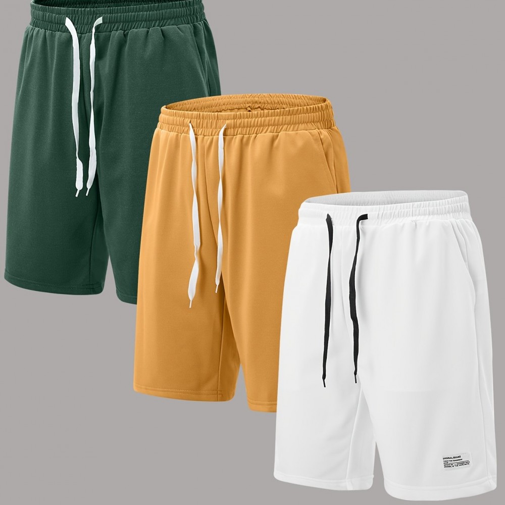 3-Pack Men's Cotton-Poly Drawstring Shorts