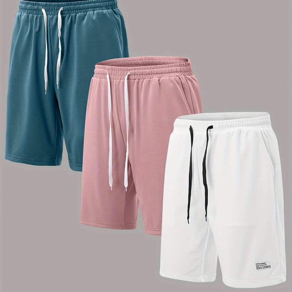 3-Pack Men's Cotton-Poly Drawstring Shorts