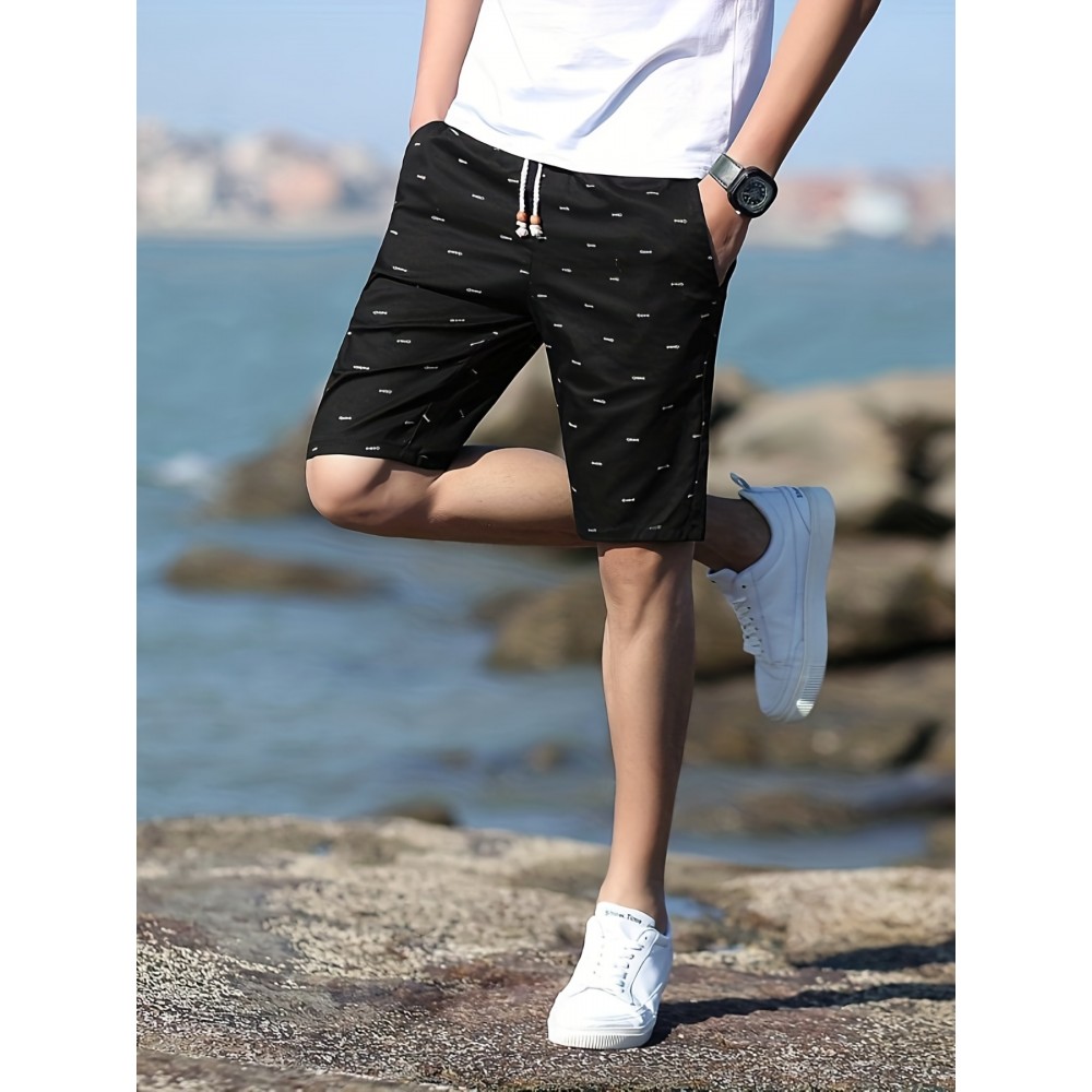 Men's Cotton-Blend Fishbone Drawstring Shorts