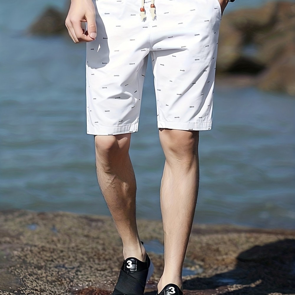 Men's Cotton-Blend Fishbone Drawstring Shorts