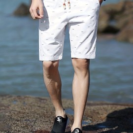 Men's Cotton-Blend Fishbone Drawstring Shorts