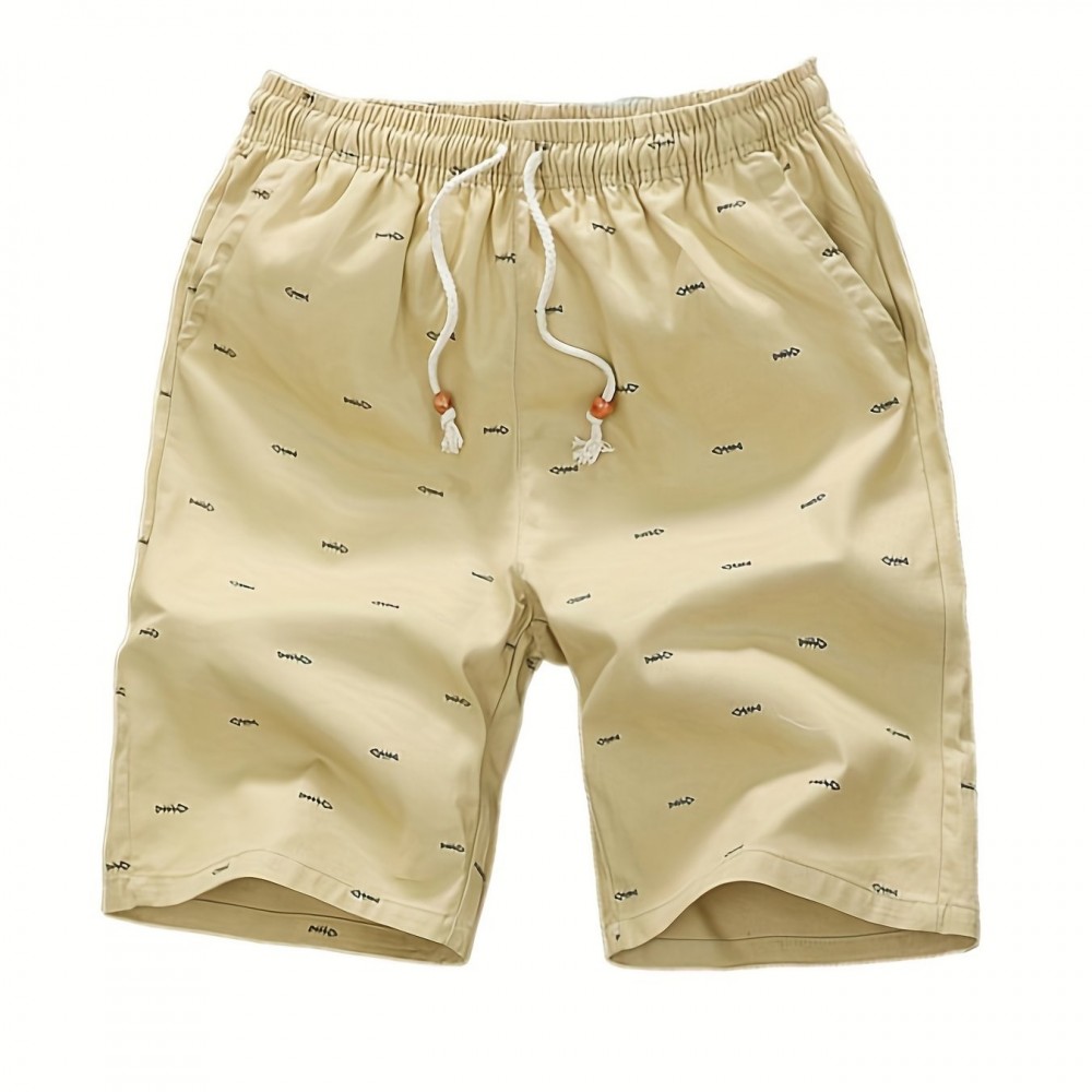 Men's Cotton-Blend Fishbone Drawstring Shorts
