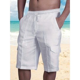 Men's 100% Cotton Casual Cargo Shorts – Drawstring Waist