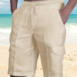 Men's 100% Cotton Casual Cargo Shorts – Drawstring Waist