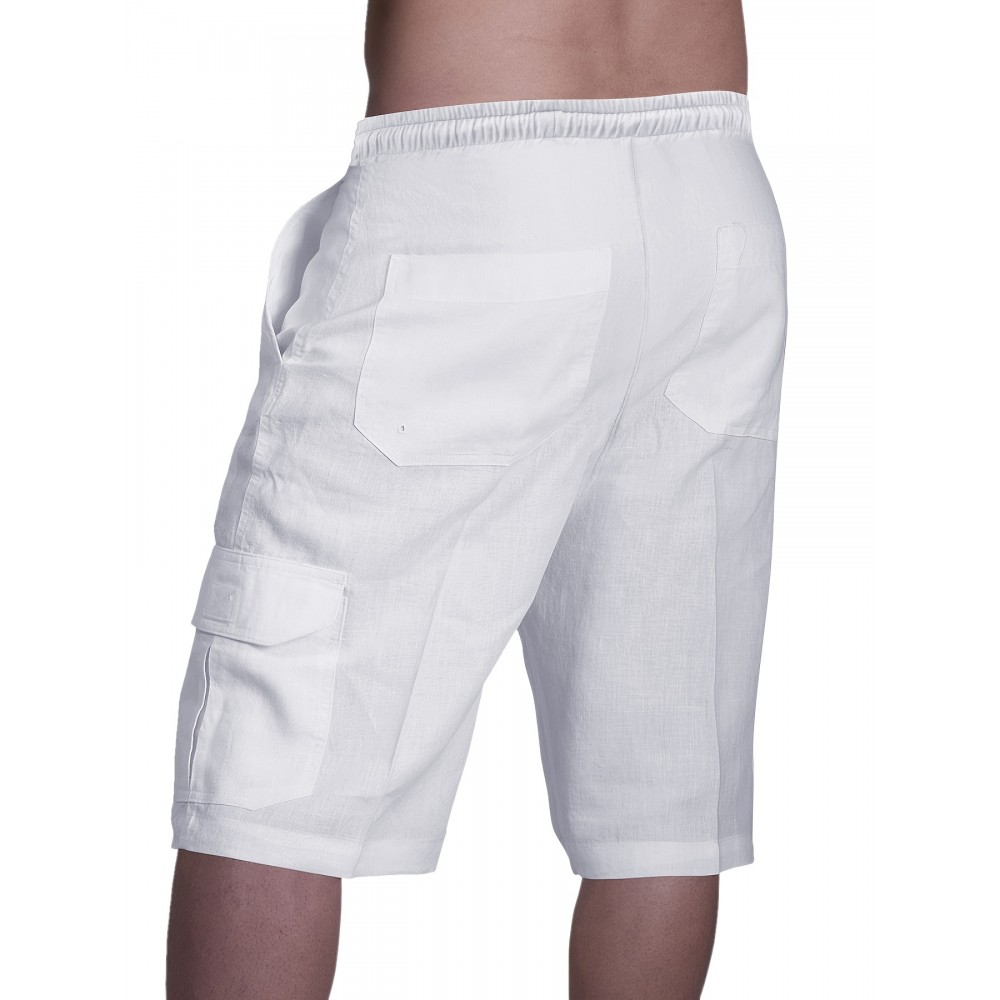 Men's 100% Cotton Casual Cargo Shorts – Drawstring Waist