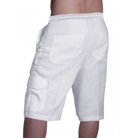 Men's 100% Cotton Casual Cargo Shorts – Drawstring Waist