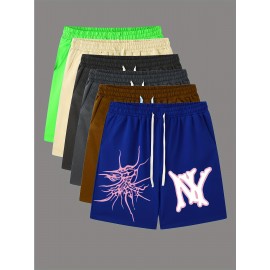 Men's Casual Graphic Polyester Shorts - Elastic Waist