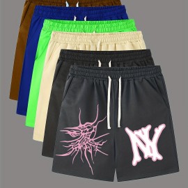 Men's Casual Graphic Polyester Shorts - Elastic Waist