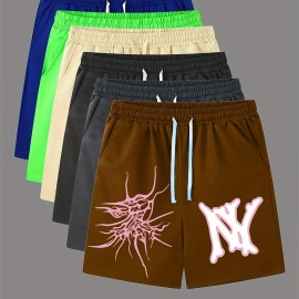 Men's Casual Graphic Polyester Shorts - Elastic Waist