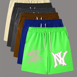Men's Casual Graphic Polyester Shorts - Elastic Waist