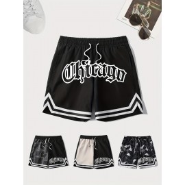 Men's Quick-Dry Chevron Polyester Shorts – Drawstring Waist