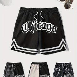 Men's Quick-Dry Chevron Polyester Shorts – Drawstring Waist