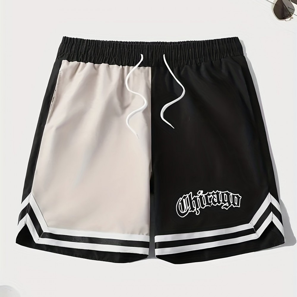Men's Quick-Dry Chevron Polyester Shorts – Drawstring Waist
