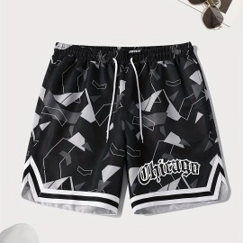 Men's Quick-Dry Chevron Polyester Shorts – Drawstring Waist