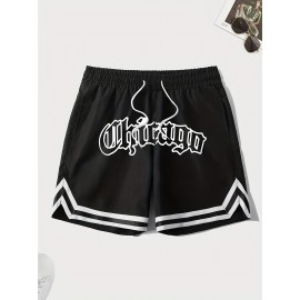 Men's Quick-Dry Chevron Polyester Shorts – Drawstring Waist