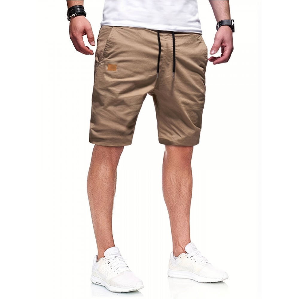 Men's Casual Cargo Shorts - 100% Polyester, Regular Fit