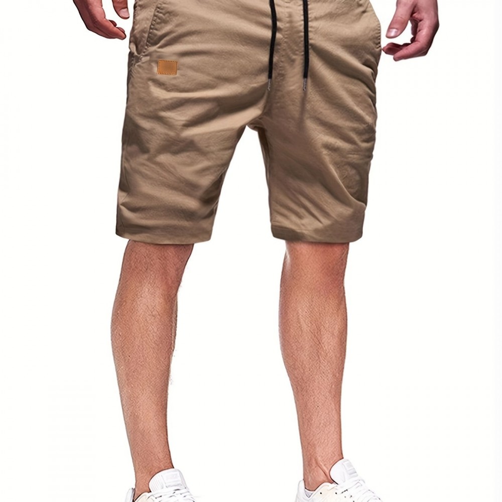 Men's Casual Cargo Shorts - 100% Polyester, Regular Fit