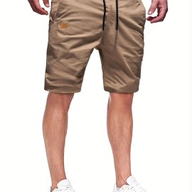 Men's Casual Cargo Shorts - 100% Polyester, Regular Fit