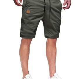 Men's Casual Cargo Shorts - 100% Polyester, Regular Fit