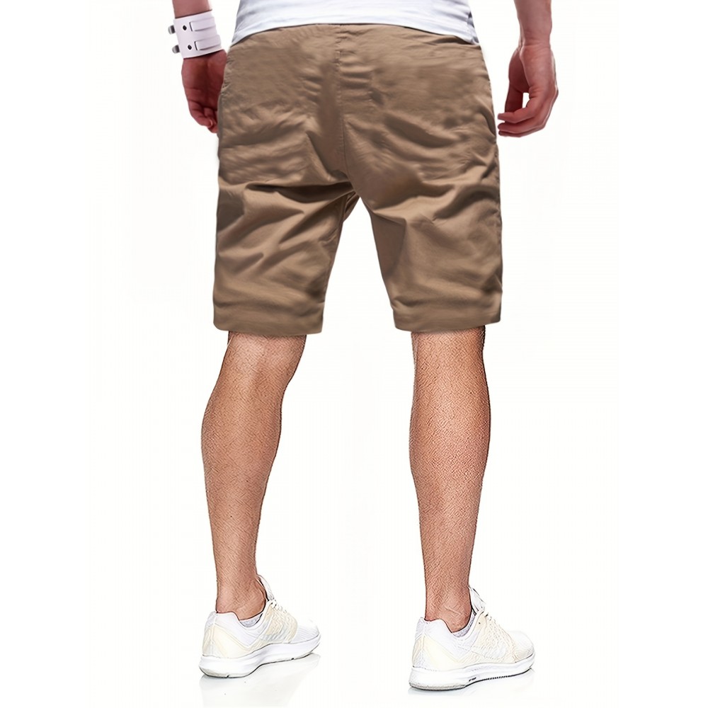Men's Casual Cargo Shorts - 100% Polyester, Regular Fit