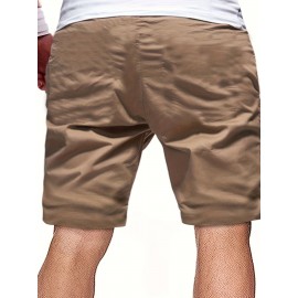 Men's Casual Cargo Shorts - 100% Polyester, Regular Fit
