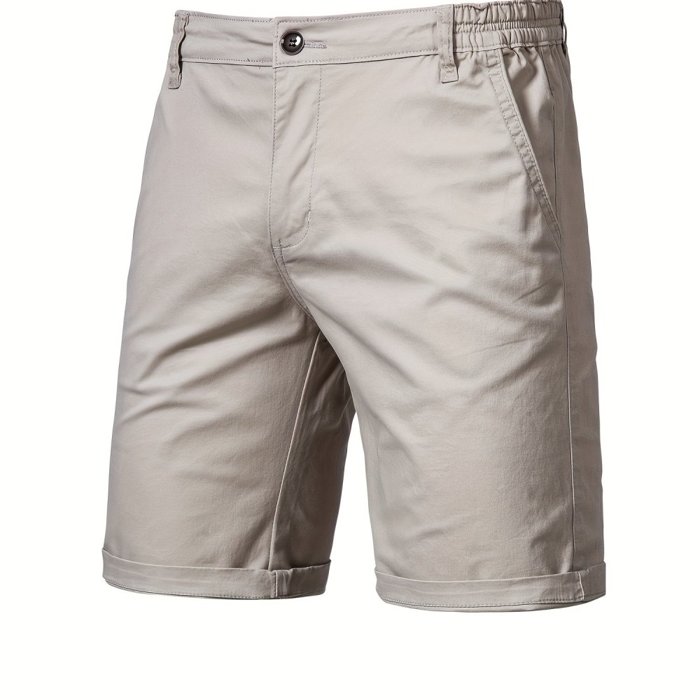 Men's Cotton Twill Chino Shorts - Elastic Waist