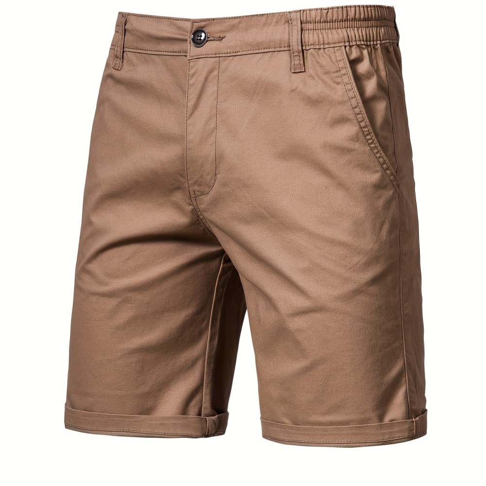 Men's Cotton Twill Chino Shorts - Elastic Waist