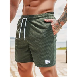 Men's Corduroy Drawstring Shorts - Polyester Summer Shorts